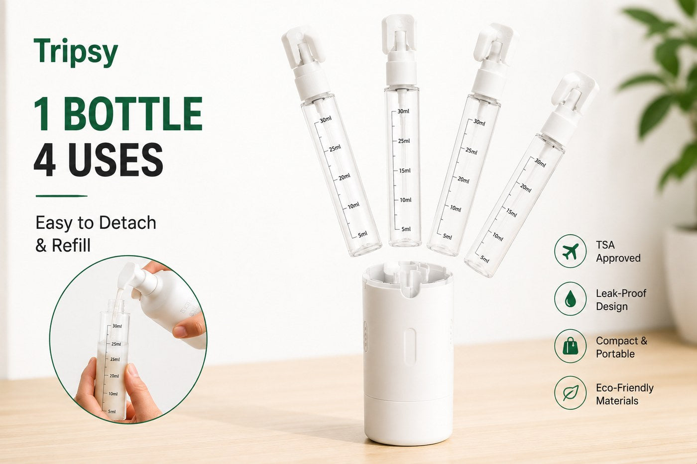 Tripsy™ 4-in-1 Travel Dispenser